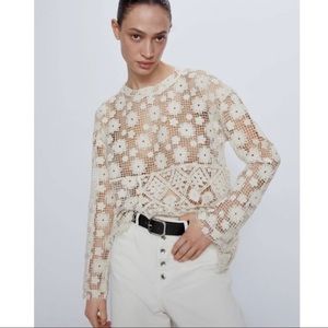 Zara crochet top. Size small. Worn once. Great condition. Unlined